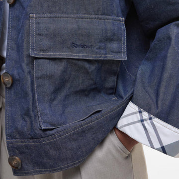 Barbour Womens Demi Showerproof Jacket Indigo/Hessian Tartan - Parasol Store