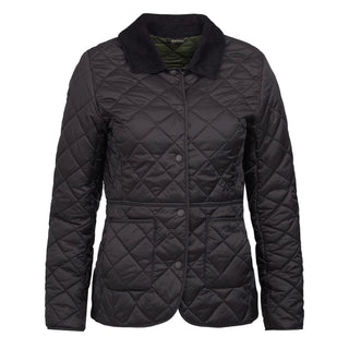 Barbour Womens Deveron Quilted Jacket Black / Olive - Parasol Store