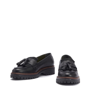 Barbour Womens Dolores Tassel Trim Loafer Black - Parasol Store