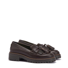 Barbour Womens Dolores Tassel Trim Loafer Dark Brown - Parasol Store