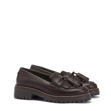 Barbour Womens Dolores Tassel Trim Loafer Dark Brown - Parasol Store