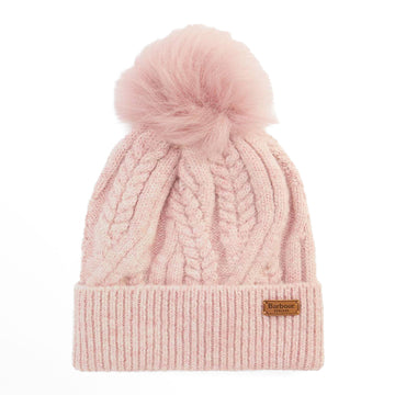Barbour Womens Elsdon Cable-Knit Beanie Hat Gardenia - Parasol Store