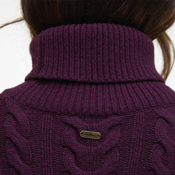 Barbour Womens Embleton Rollneck Jumper Black Cherry - Parasol Store