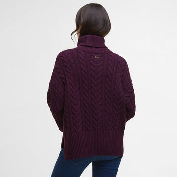 Barbour Womens Embleton Rollneck Jumper Black Cherry - Parasol Store
