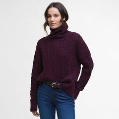 Barbour Womens Embleton Rollneck Jumper Black Cherry - Parasol Store