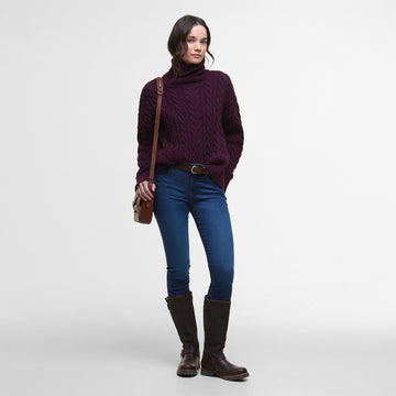 Barbour Womens Embleton Rollneck Jumper Black Cherry
