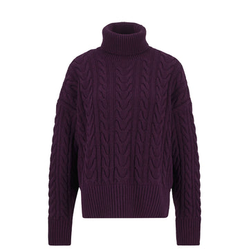 Barbour Womens Embleton Rollneck Jumper Black Cherry
