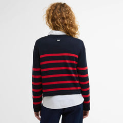 Barbour Womens Fern Striped Crew Neck Jumper Navy / Poppy Red