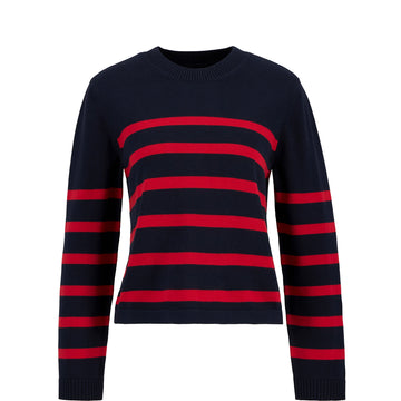 Barbour Womens Fern Striped Crew Neck Jumper Navy / Poppy Red