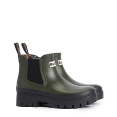 Barbour Womens Halton Chelsea Welly Olive/Black - Parasol Store