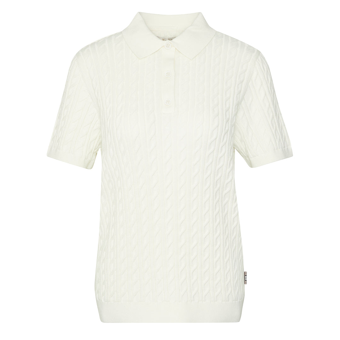 Barbour Womens Hartland Knitted Polo Jumper Cloud - Parasol Store