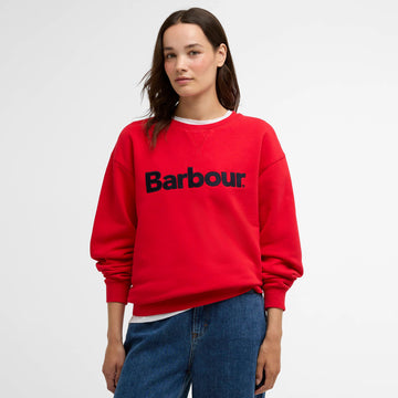 Barbour Womens Hartland Logo Sweatshirt Poppy Red