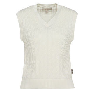 Barbour Womens Hartland Sleeveless Knitted Jumper Cloud - Parasol Store