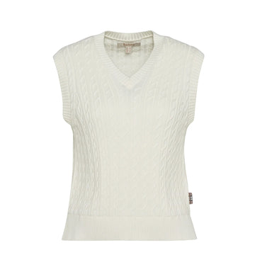 Barbour Womens Hartland Sleeveless Knitted Jumper Cloud