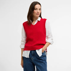 Barbour Womens Hartland Sweater Vest Poppy Red
