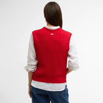 Barbour Womens Hartland Sweater Vest Poppy Red