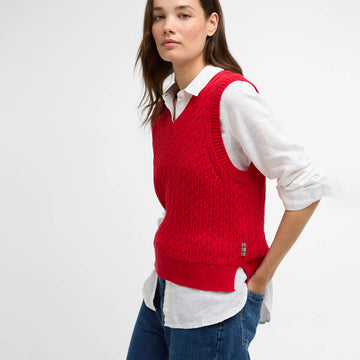 Barbour Womens Hartland Sweater Vest Poppy Red