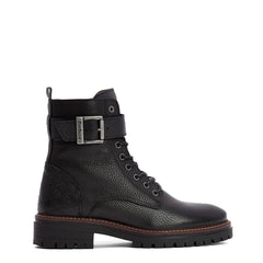 Barbour Womens Heidi Commando Lace Up Boots Black - Parasol Store