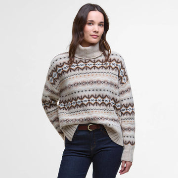 Barbour Womens Helen Fair Isle Roll-Neck Jumper Birch Multi