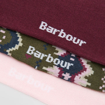 Barbour Womens Helen Fair Isle Sock Gift Set Olive - Parasol Store