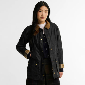 Barbour Womens Icons Beadnell Wax Jacket Navy / Birchwood