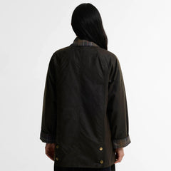 Barbour Womens Icons Tartan Collar Modern Beadnell Wax Jacket Olive / Classic