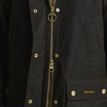 Barbour Womens Icons Tartan Collar Modern Beadnell Wax Jacket Olive / Classic