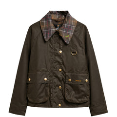 Barbour Womens Icons Tartan Collar Spey Wax Jacket Olive / Classic