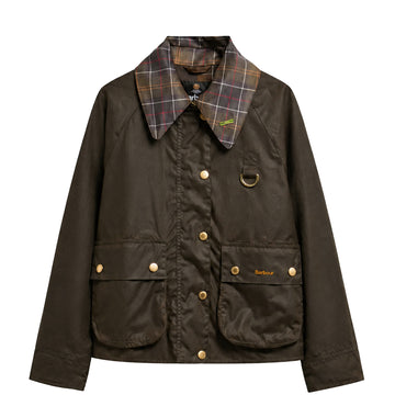 Barbour Womens Icons Tartan Collar Spey Wax Jacket Olive / Classic