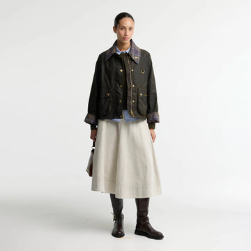 Barbour Womens Icons Tartan Collar Spey Wax Jacket Olive / Classic