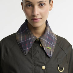 Barbour Womens Icons Tartan Collar Spey Wax Jacket Olive / Classic