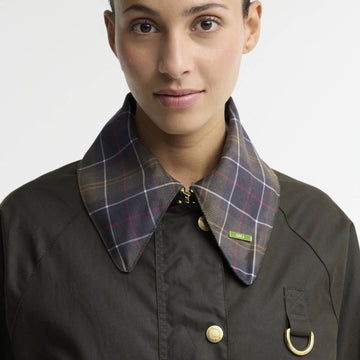Barbour Womens Icons Tartan Collar Spey Wax Jacket Olive / Classic