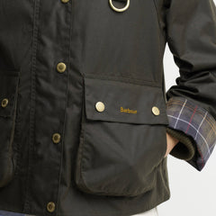 Barbour Womens Icons Tartan Collar Spey Wax Jacket Olive / Classic