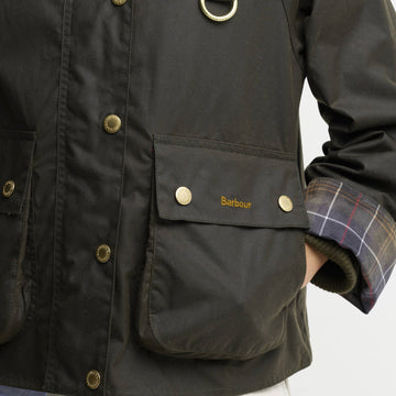 Barbour Womens Icons Tartan Collar Spey Wax Jacket Olive / Classic