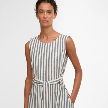 Barbour Womens Inez Midi Dress Dark Navy Stripe