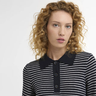 Barbour Womens Inez Striped Collared Jumper Dark Navy Stripe - Parasol Store