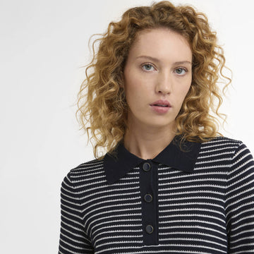 Barbour Womens Inez Striped Collared Jumper Dark Navy Stripe - Parasol Store