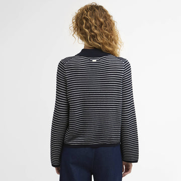 Barbour Womens Inez Striped Collared Jumper Dark Navy Stripe - Parasol Store
