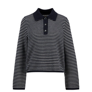 Barbour Womens Inez Striped Collared Jumper Dark Navy Stripe - Parasol Store