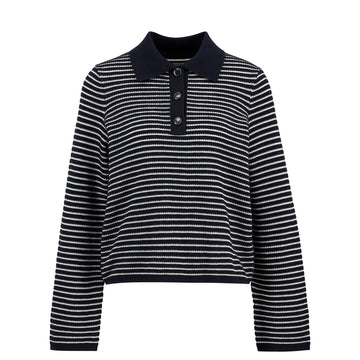 Barbour Womens Inez Striped Collared Jumper Dark Navy Stripe - Parasol Store