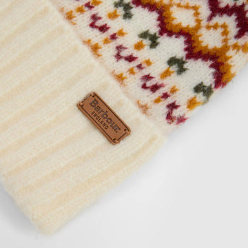 Barbour Womens Kingsford Fair Isle Beanie Hat Cloud - Parasol Store