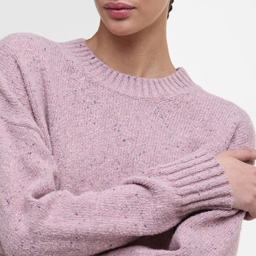 Barbour Womens Lavensdale Crew Knitted Jumper Pink Blush - Parasol Store
