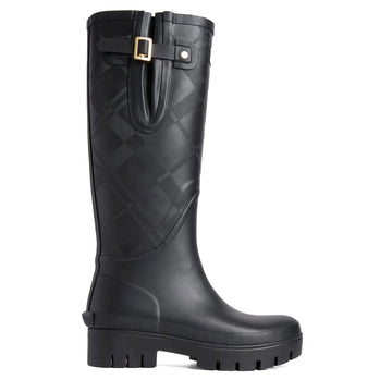 Barbour Womens Leighton Tartan Tall Wellington Black