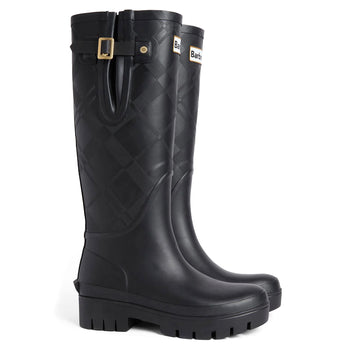 Barbour Womens Leighton Tartan Tall Wellington Black