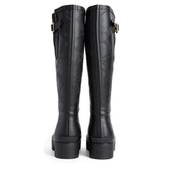 Barbour Womens Leighton Tartan Tall Wellington Black