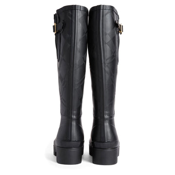 Barbour Womens Leighton Tartan Tall Wellington Black