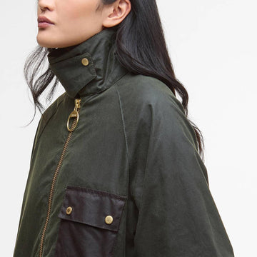 Barbour Womens Luella Waxed Jacket Fern/Ancient Tartan - Parasol Store