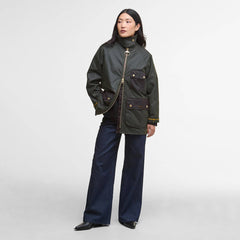 Barbour Womens Luella Waxed Jacket Fern/Ancient Tartan - Parasol Store