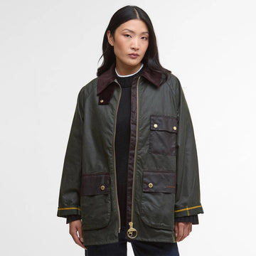 Barbour Womens Luella Waxed Jacket Fern/Ancient Tartan - Parasol Store
