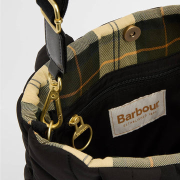 Barbour Womens Mariah Quilted Mini Tote Bag Black/Ancient - Parasol Store